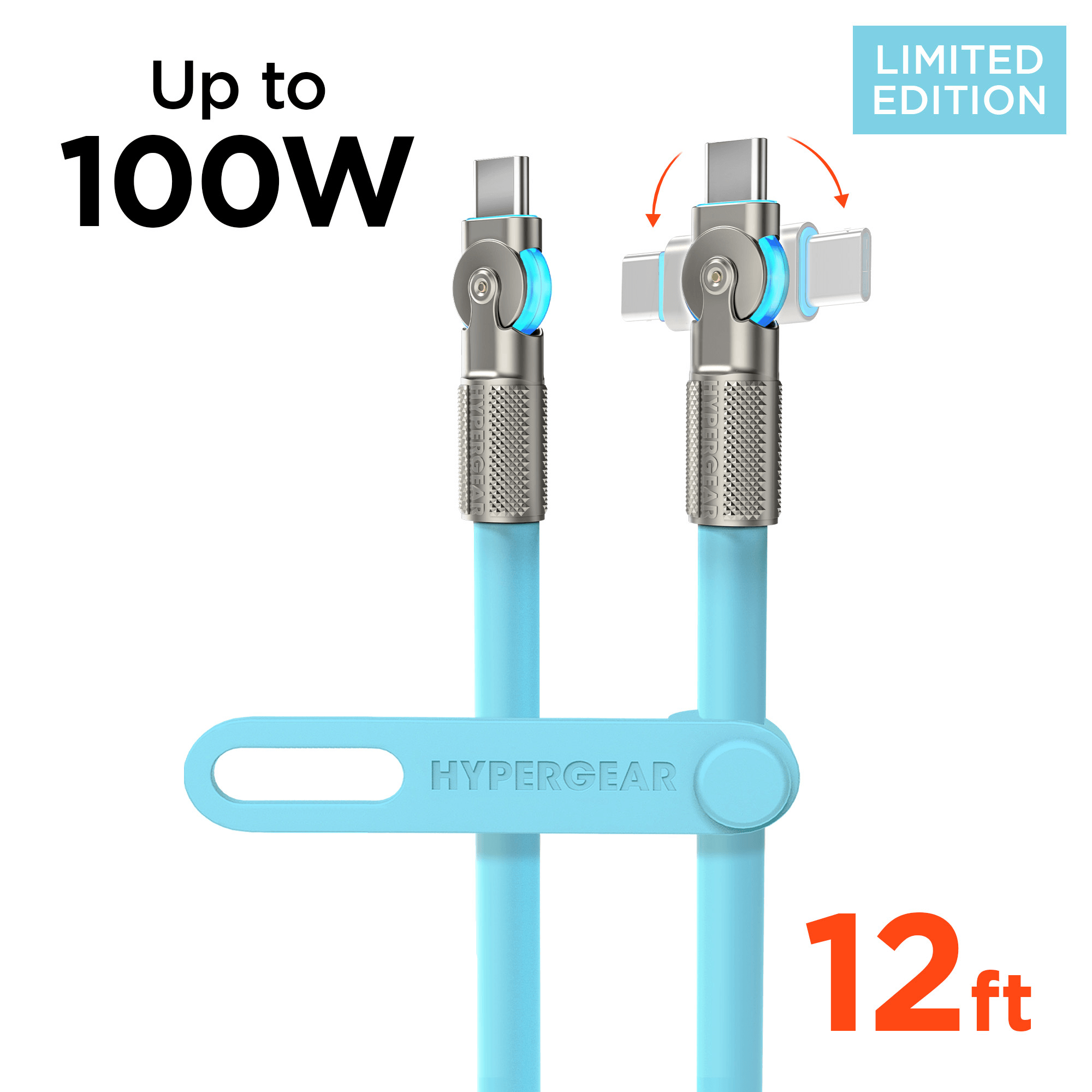 HyperGear Chunky180° 100W USB-C to USB-C Rugged Fast Charge Cable 12ft