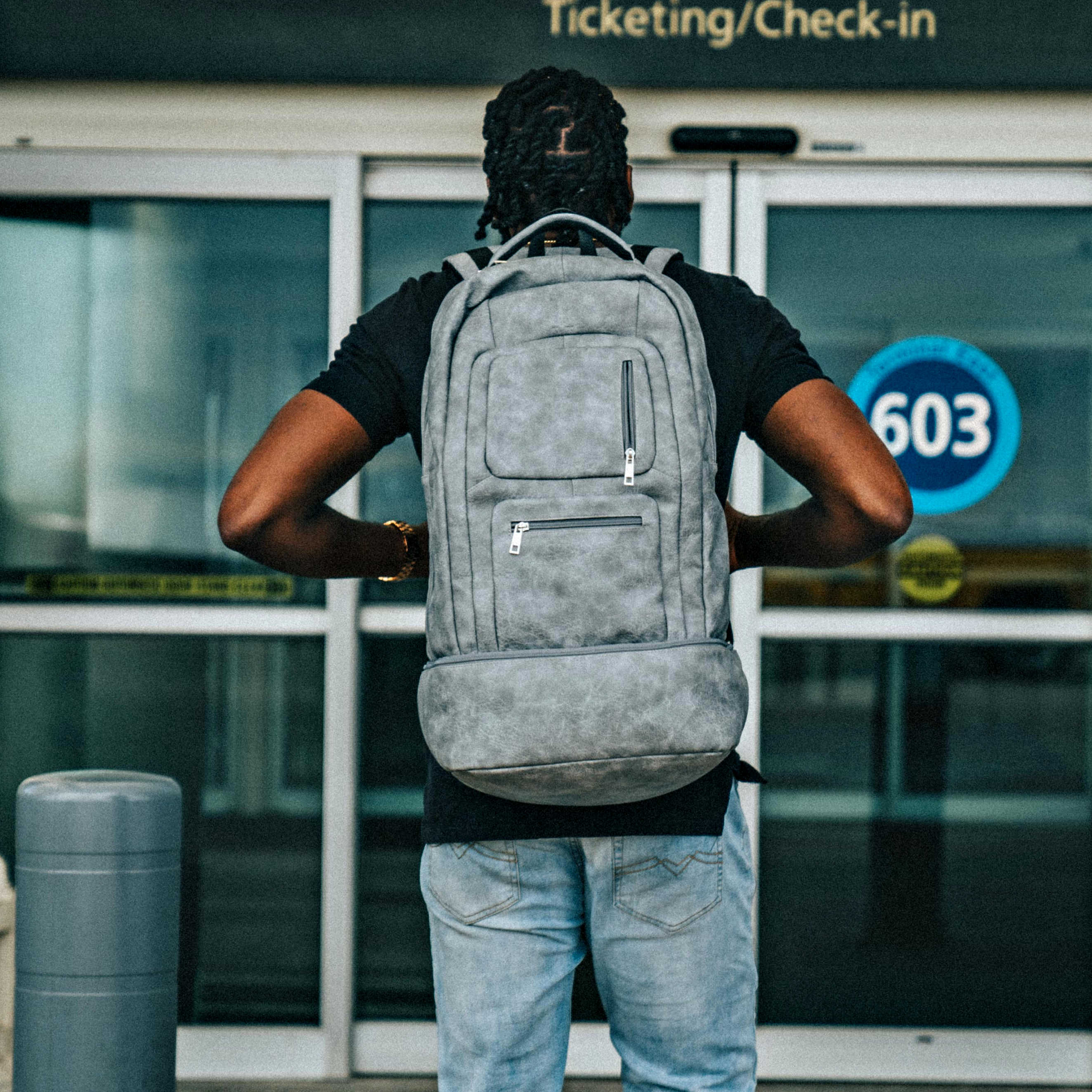 Grey Leather Carry-On Patented Backpack (Only 300 Made)